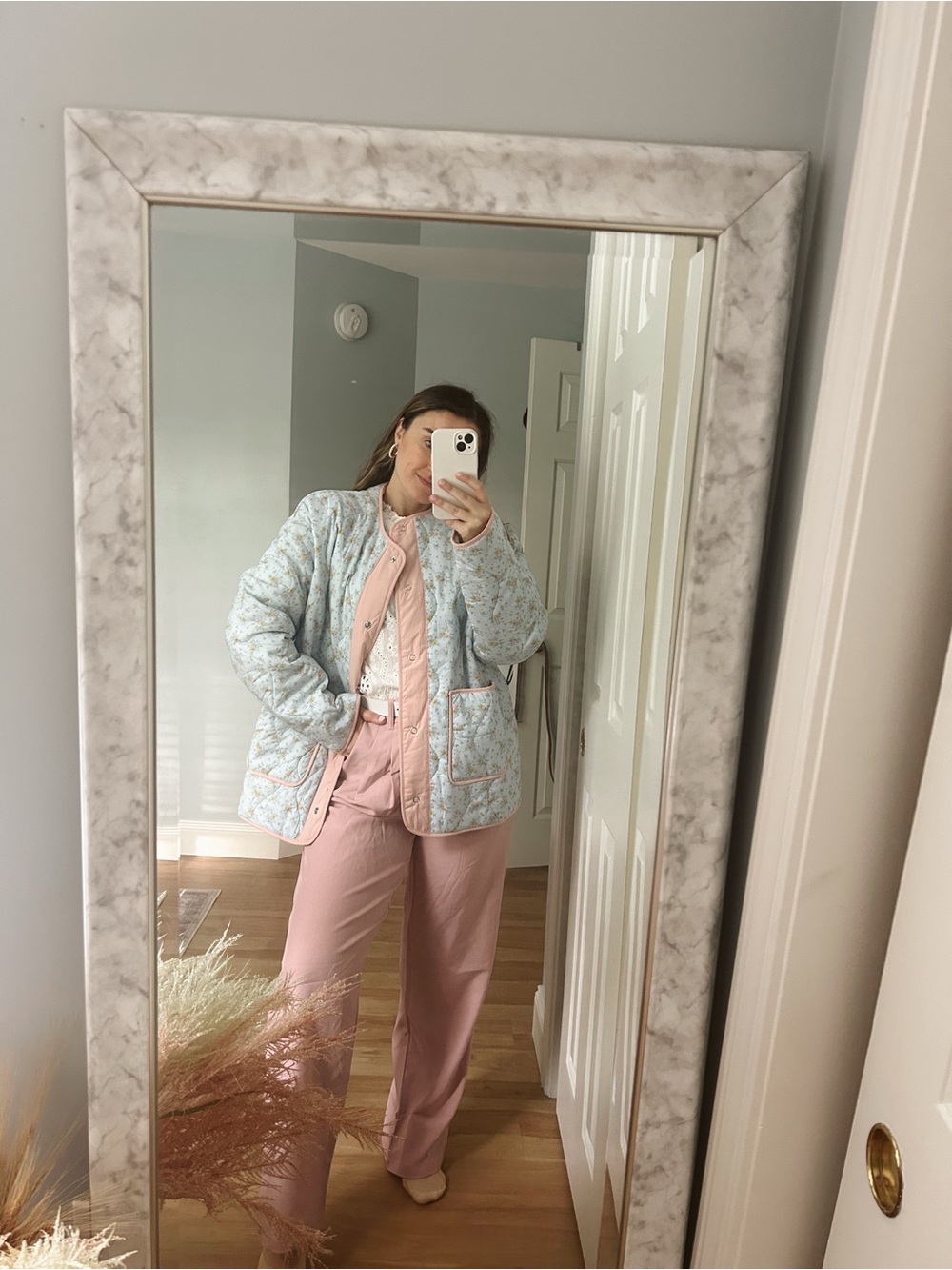 Quilted Floral-Print Robe Jacket